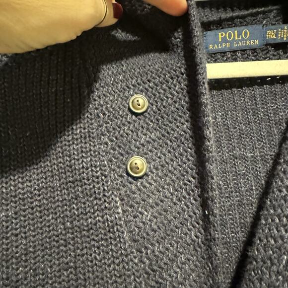 Polo Ralph Lauren Navy Blue Cotton Cardigan Sweater Shawl Collar Mens 2XL Tall - Picture 4 of 7